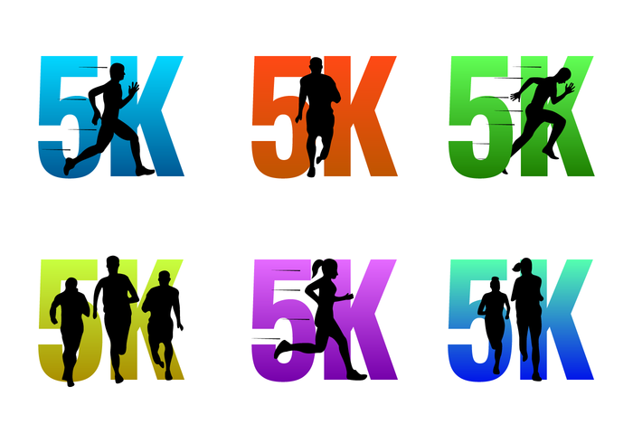 5K Corriendo Logos Vector