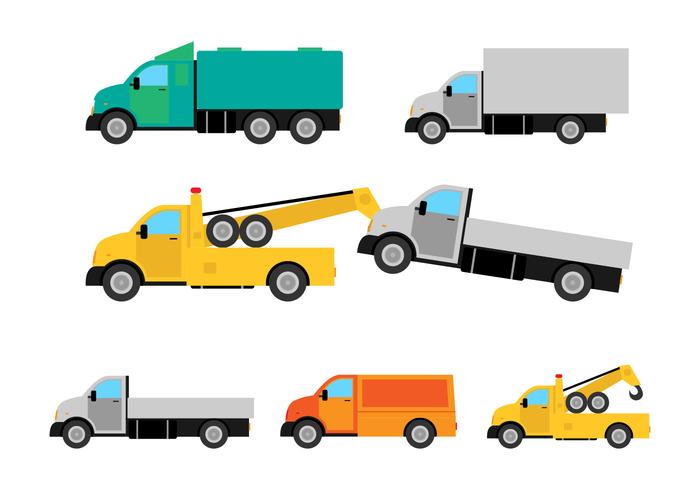 Flat Camion Truck Vector Set