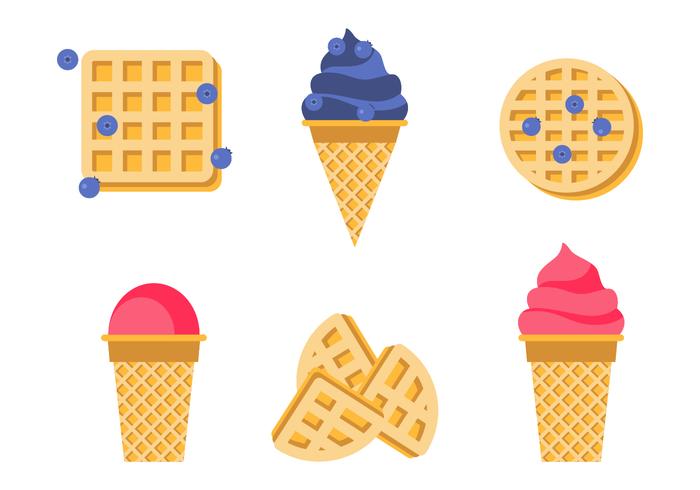 Waffle Cones With Ice Cream vector