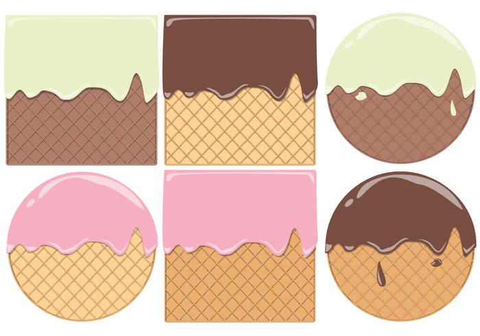 Round And Square Waffle Cone Pattern Vectors 