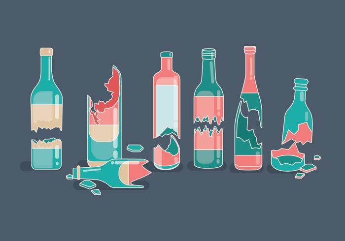 Pink and Teal Broken Bottle Vectors