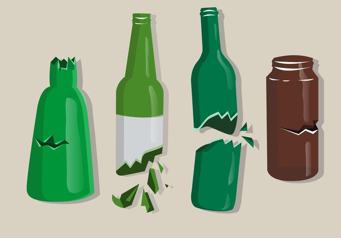 Colored Broken Bottles Isolate vector