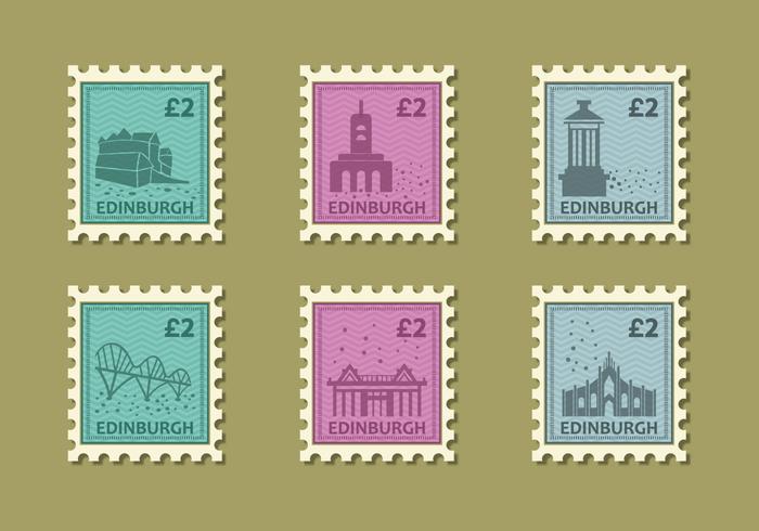 Edinburg Building Vintage Stamp Vector Illustration