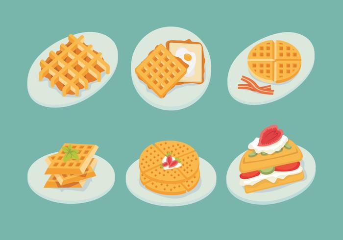 Waffles Plate Slice Isolate Shape Vector Stock