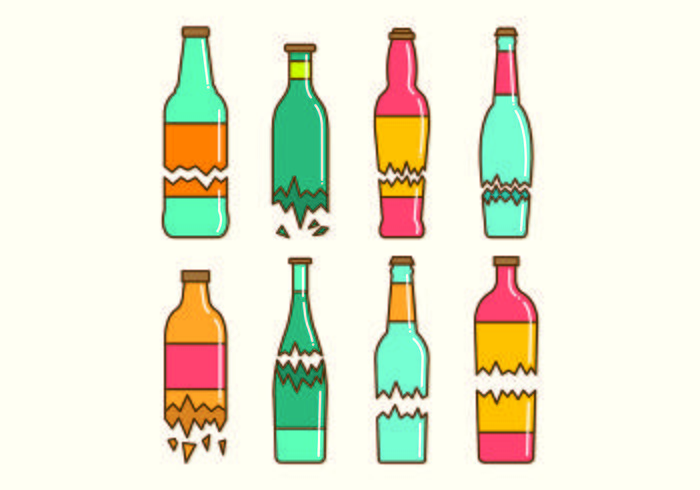 Set Of Broken Bottle Vectors