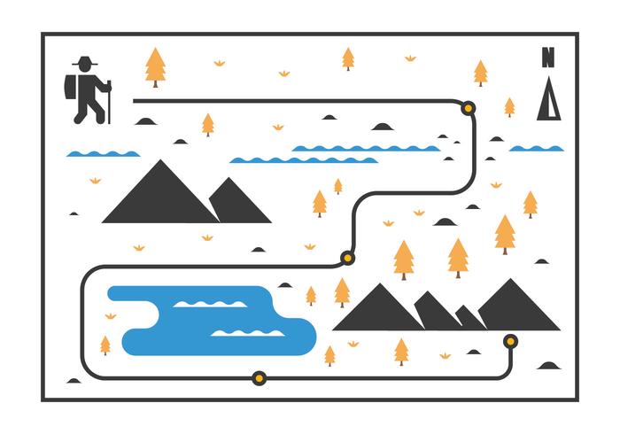 Nordic Walking mapa vectorial vector