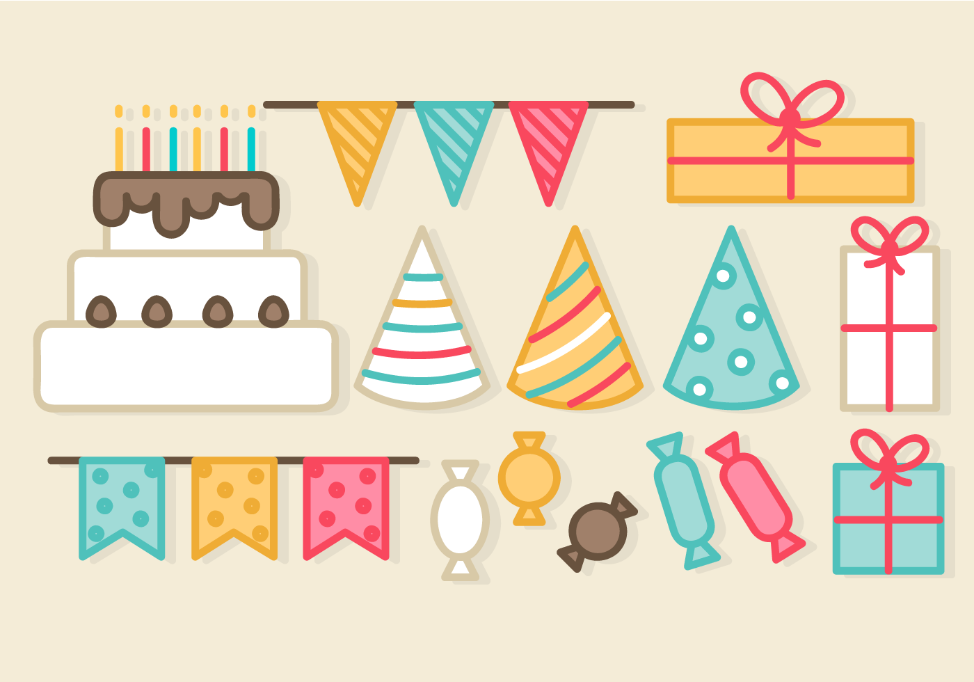 Download Free Birthday Party Elements - Download Free Vectors ...