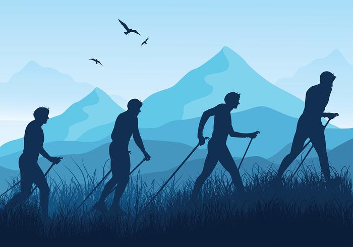 Nordic Walking vectorial Azul Silueta vector