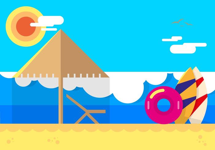 Playa Beach Flat Illustration vector