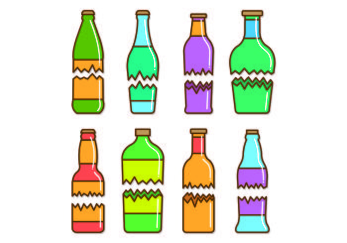 Set Of Broken Bottle Vectors