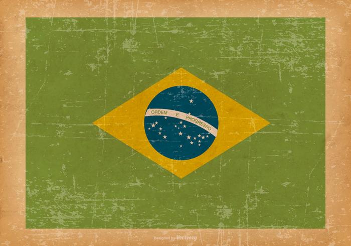 Flag of Brazil on Old Grunge Background vector