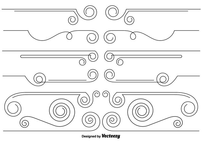 Vector Set Of Curly Dividers