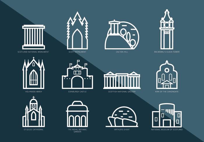 Vector Pictograms of Interesting Places in Edinburgh