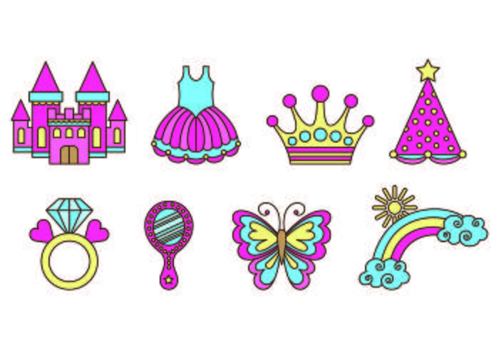 Conjunto De Iconos Princesa vector