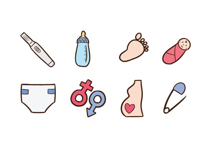 Free Doodle Icon Set of Maternity vector