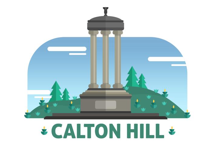 Calton Hill The Landmark of Edinburgh Vector Illustration