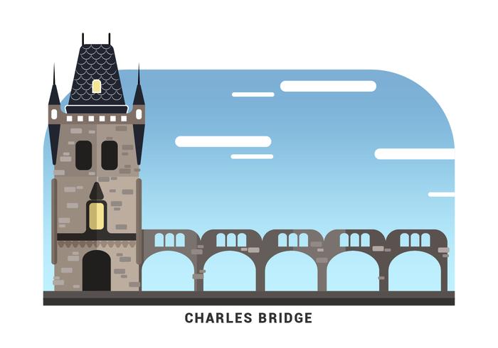 Prague Landmark The Charles Bridge Vector Illustration