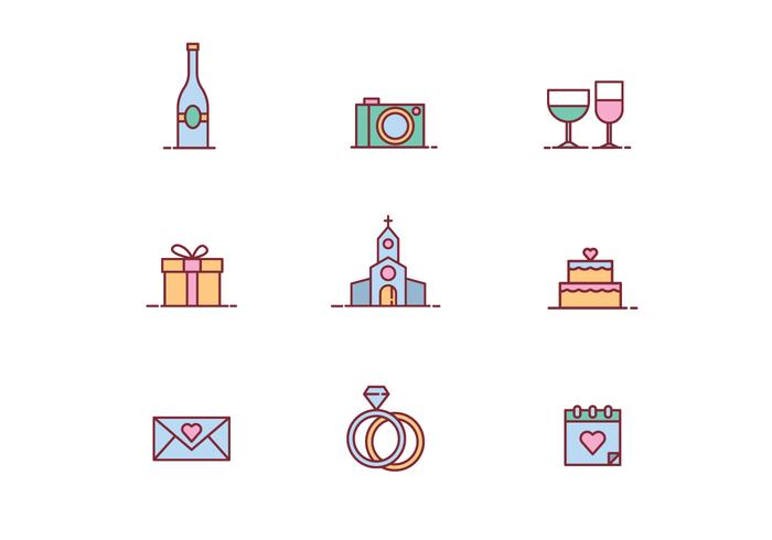 Beautiful Wedding Icon Vectors 