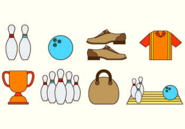 Set Of Bowling Icons vector