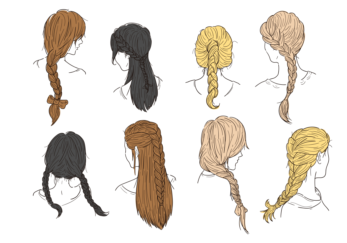 Hair Plait Fashion Vector PNG Images