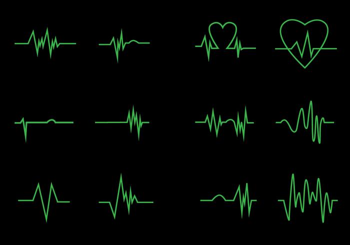 Los vectores de pulso de neón del icono del corazón