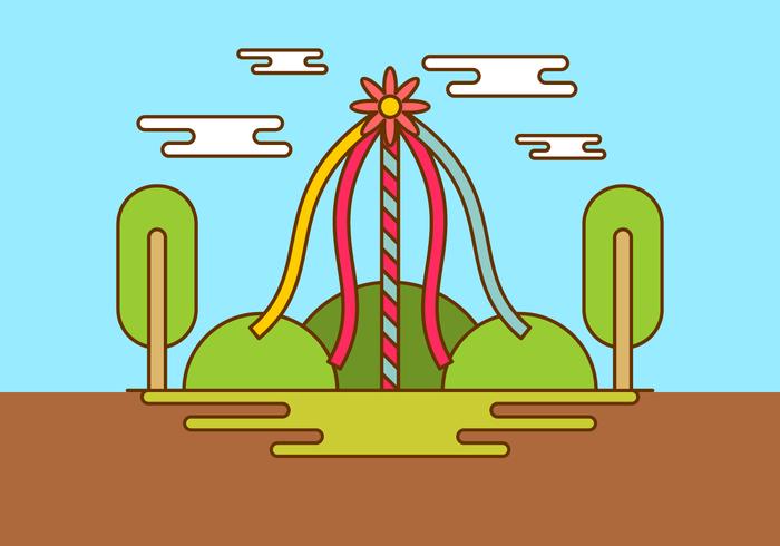 Maypole In Spring Time Vector Background Maypole In Spring Time Vector Background