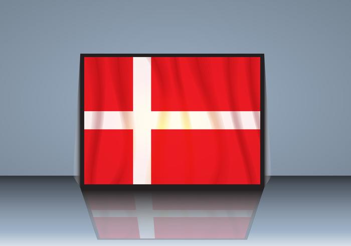 Flag of Denmark with Shadow Vector 