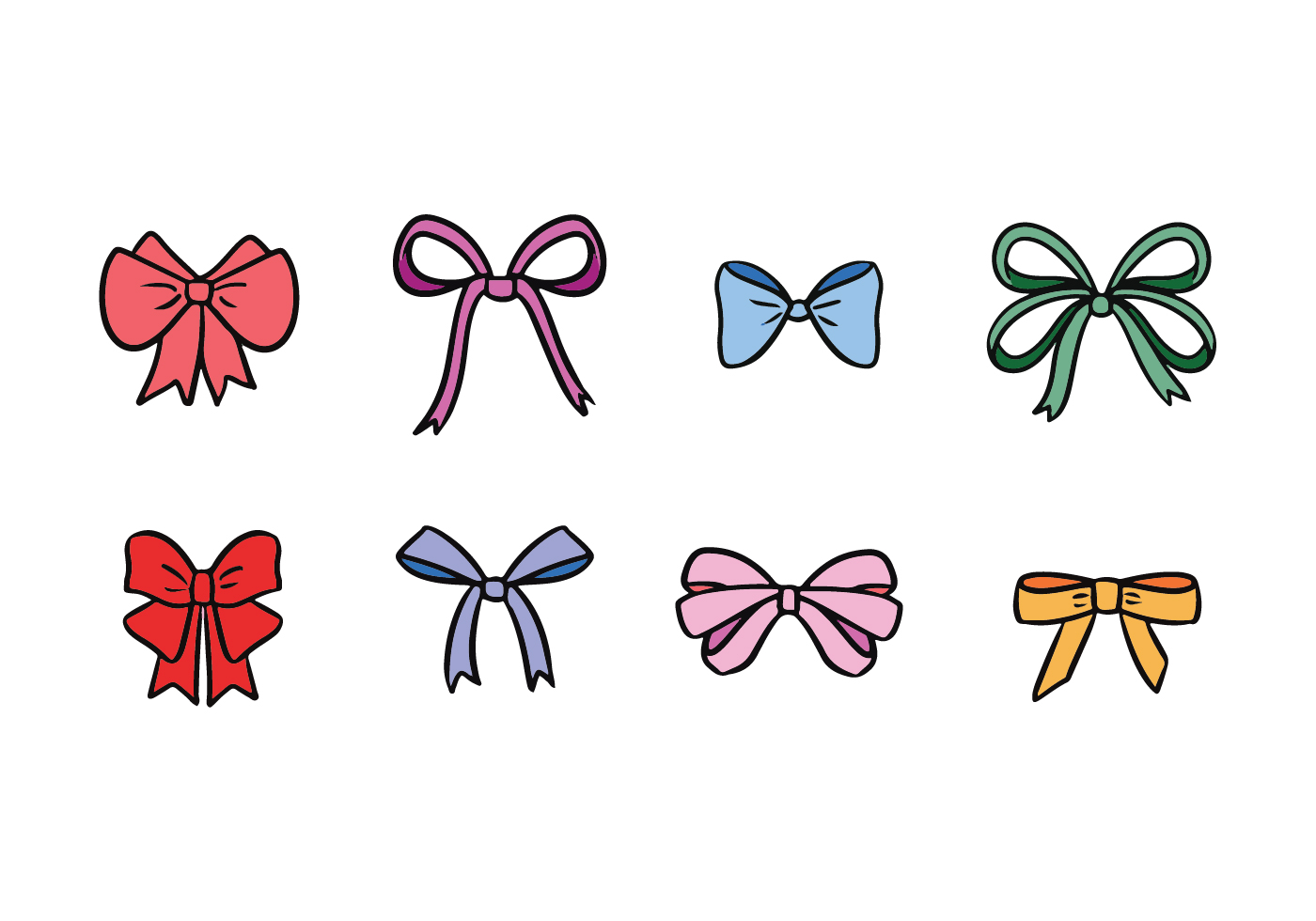 Hair Ribbon Vector Set 143404 Vector Art at Vecteezy
