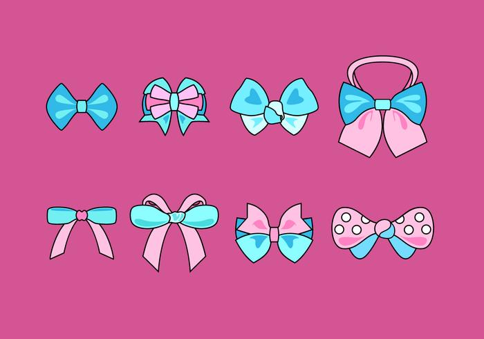 Blue And Pink Hair Ribbon Free Vector