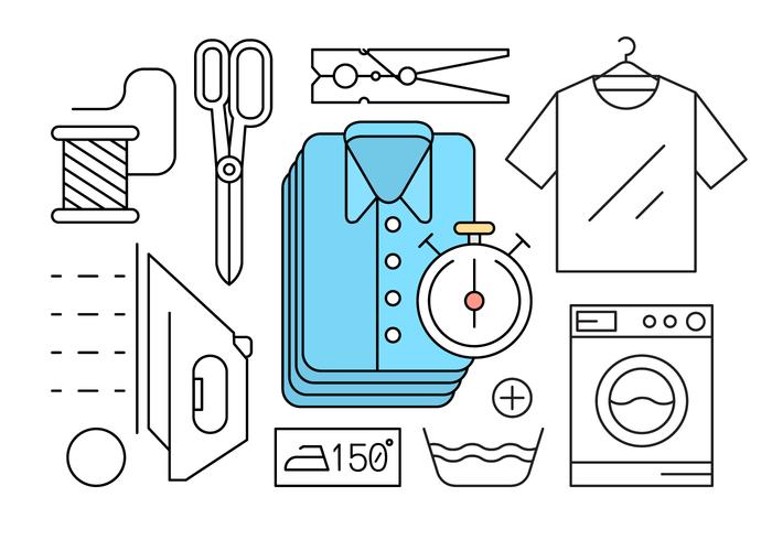 Free Linear Style Laundry Icons vector