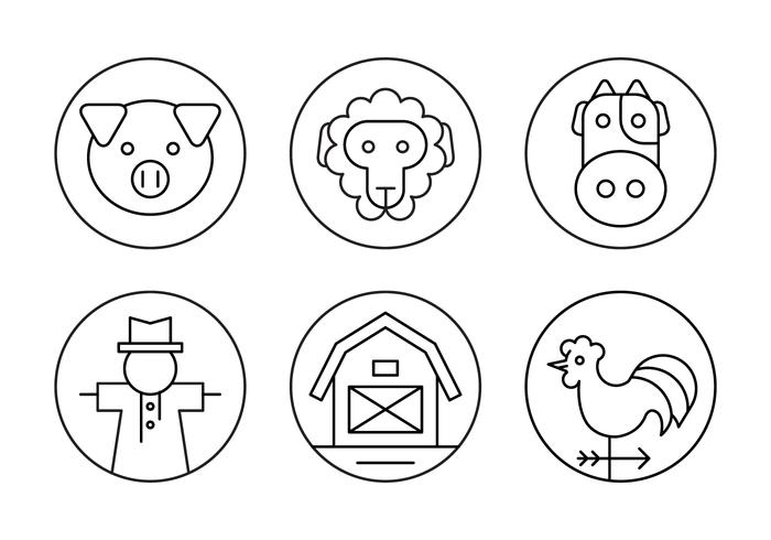 Minimal Farm Icons in Outline Style vector