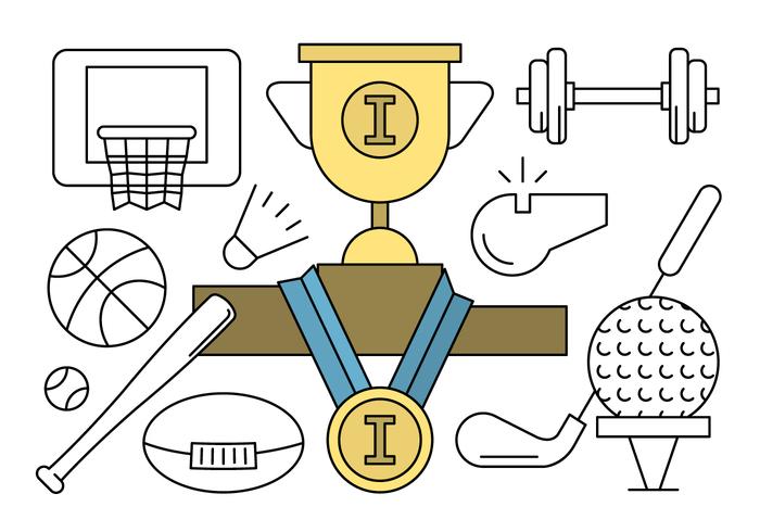 Libres lineales iconos de los deportes vector