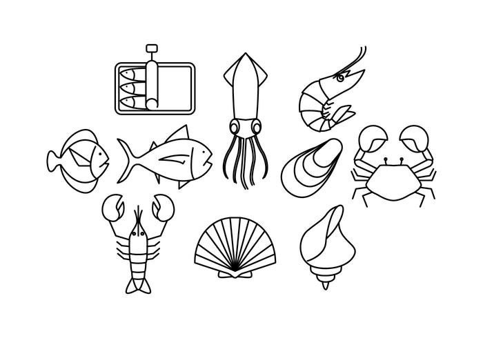 Download Free Seafood Line Icon Vector - Download Free Vectors, Clipart Graphics & Vector Art