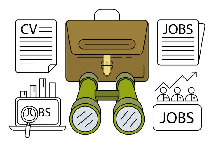 La búsqueda de empleo lineales iconos vector