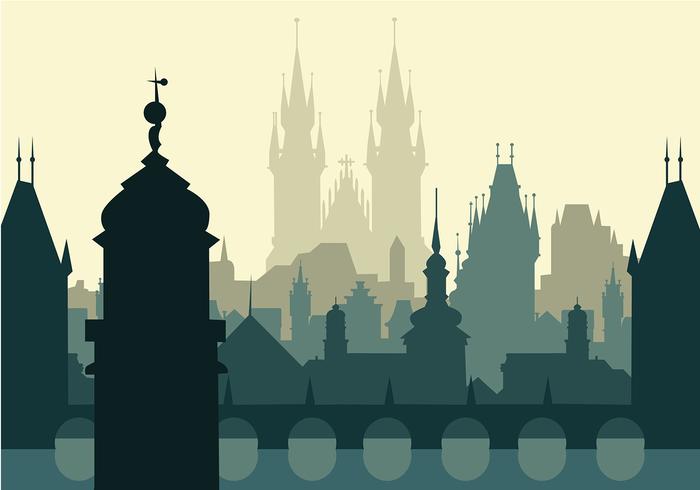 Prague Silhouette Background Free Vector