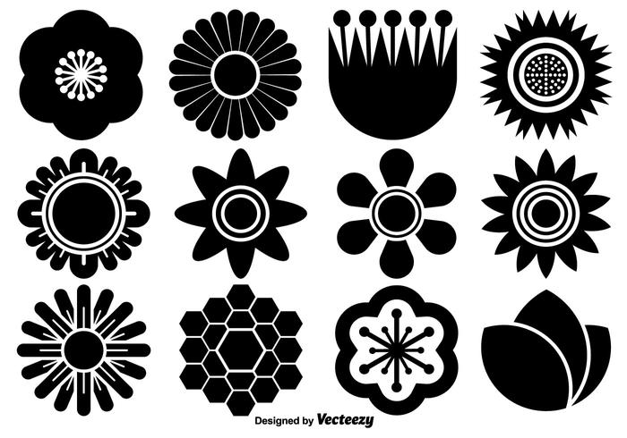 Vector colección de iconos plano de la flor