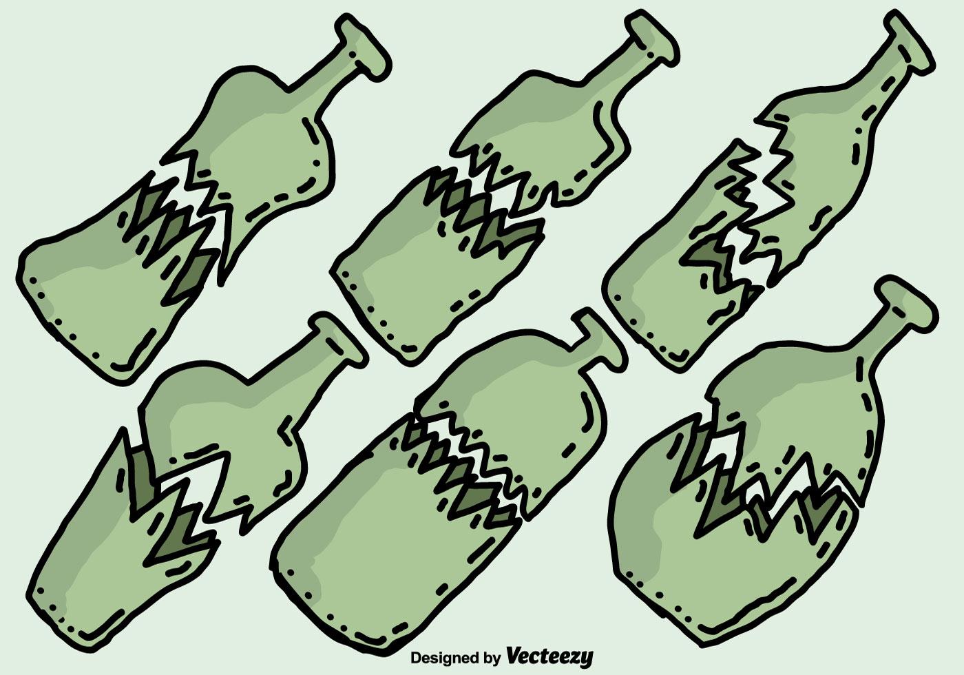 Hand Drawn Broken Bottle Vector Icons Set 143506 Vector Art at Vecteezy