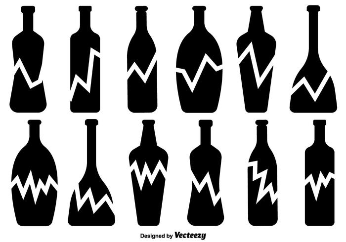 Broken Bottle Vector Icons Set