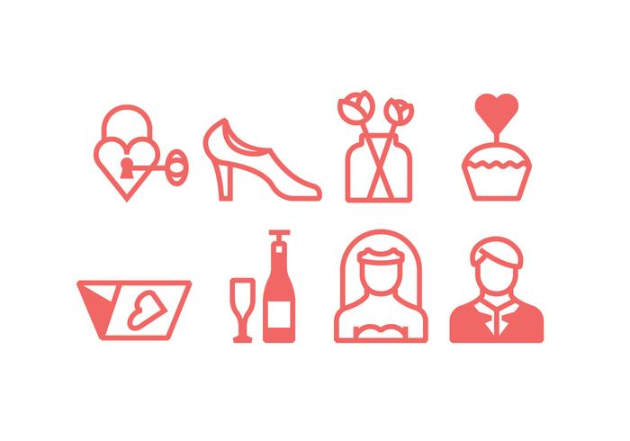 Linear Wedding Ceremony Icons vector