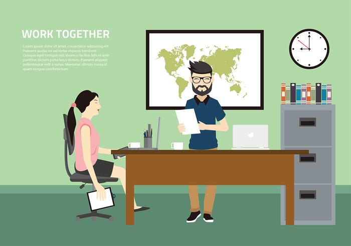 Work Together Office Free Vector