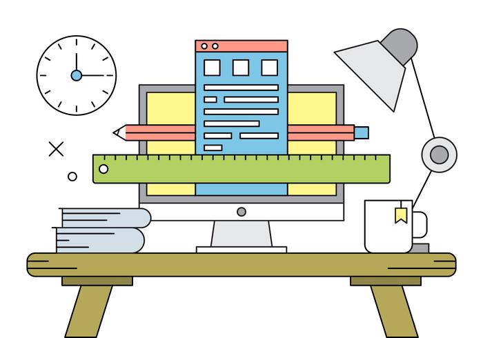 Free Vector Illustration with  Office Desk.