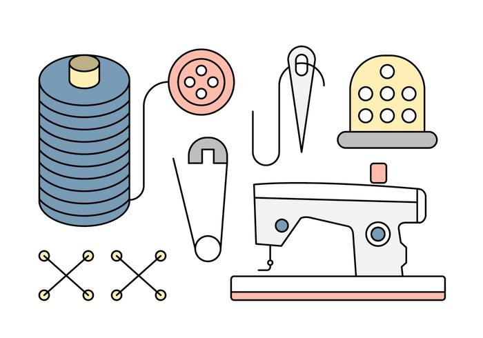 Linear Sewing Icons and Tools vector