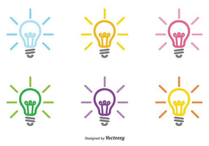 Vector Set Of Colorful Bulb Icon