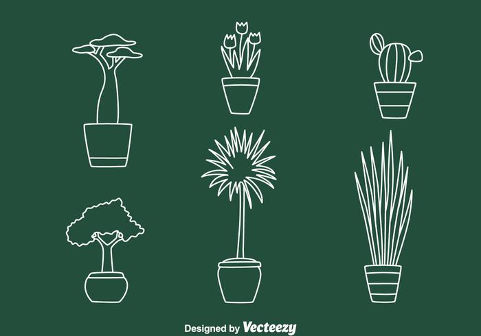 House Pot Plant Line Vectors House Pot Plant Line Vectors