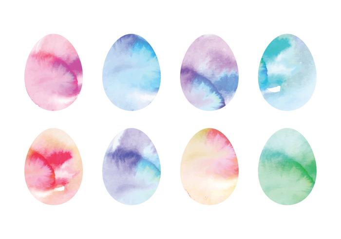 Vector Coloful Watercolor Easter Eggs