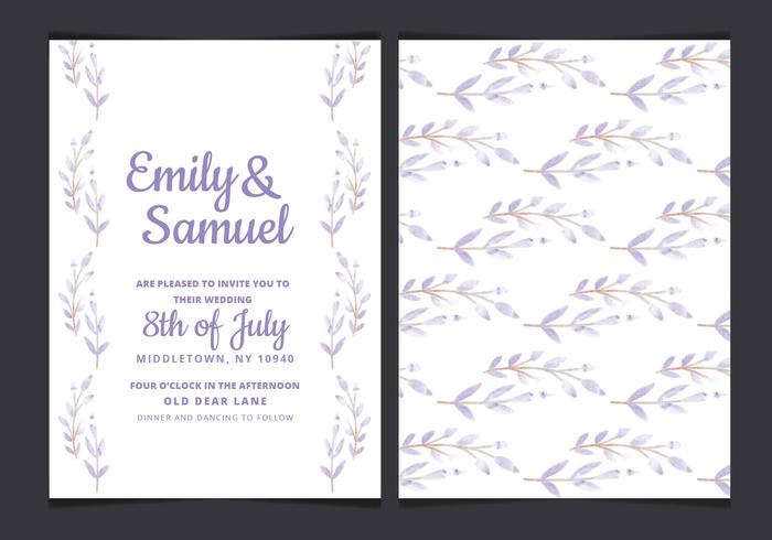 Vector Wedding Invitation with Watercolor Branches