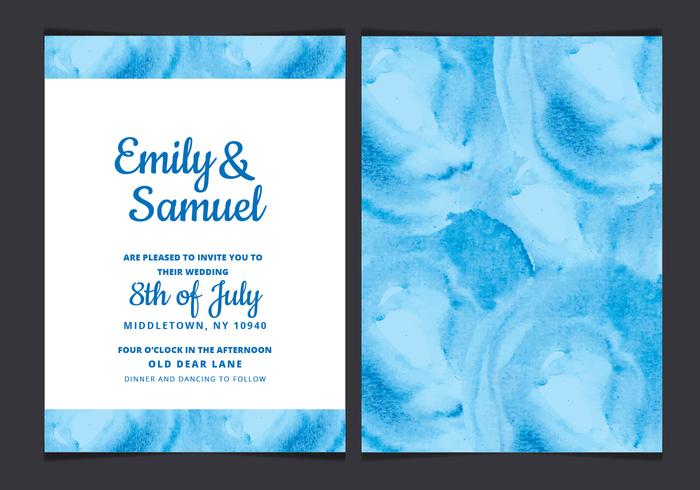 Vector Wedding Invitation with Watercolor Elements