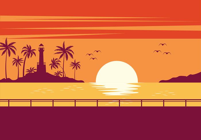 Playa Sunset vector gratuito