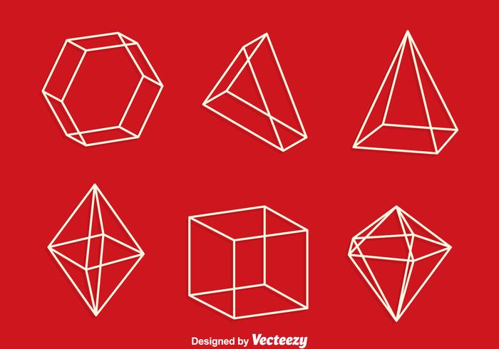 3d Geometric Shapes Line Vector