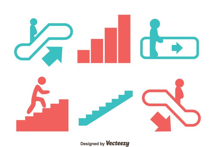 Escalator And Stair Icons Vector